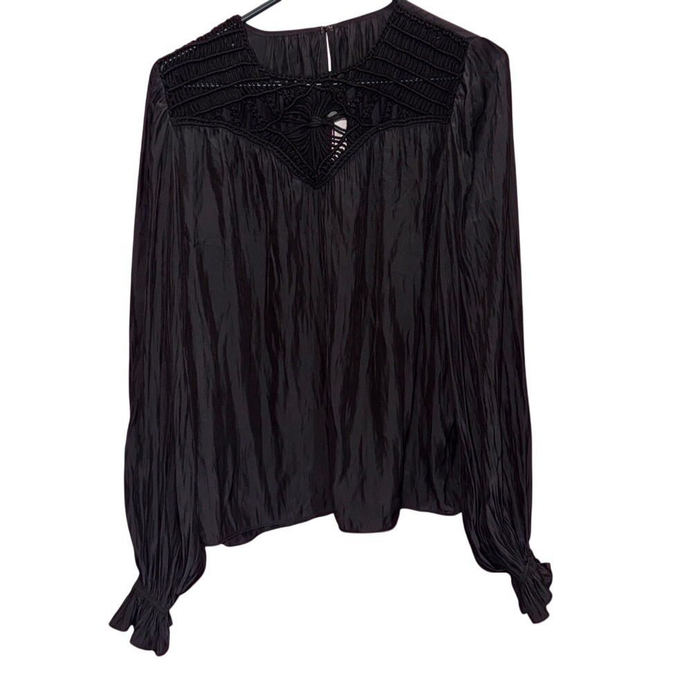 Ramy‎ Brook Black Textured Blouse